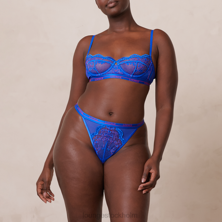 Lounge kvinnor blå underkläder FP6J51 tvåfärgad blossom balkong bh & string set