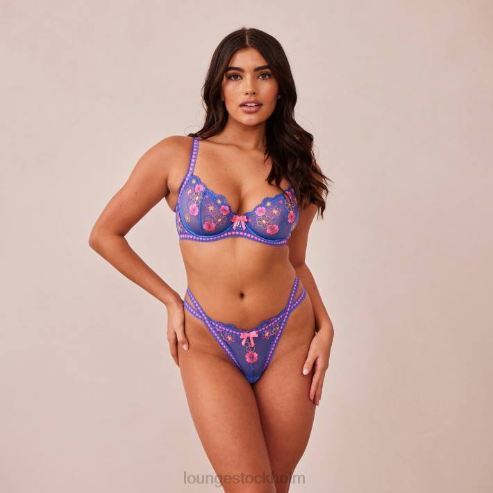 Lounge kvinnor blå underkläder FP6J55 neon balkong bh & string set