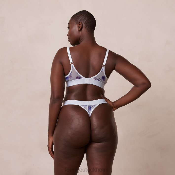 Lounge kvinnor blå underkläder FP6J85 blommig mesh BH & string set