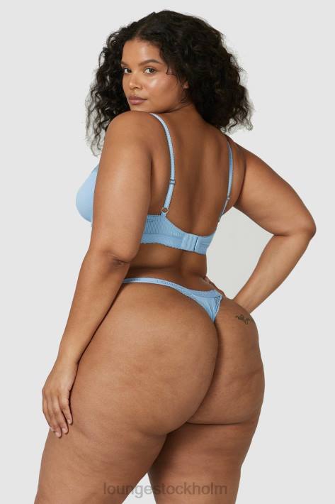 Lounge kvinnor blå underkläder FP6J89 ribbad balkong-bh & stringtrosa/trosa set