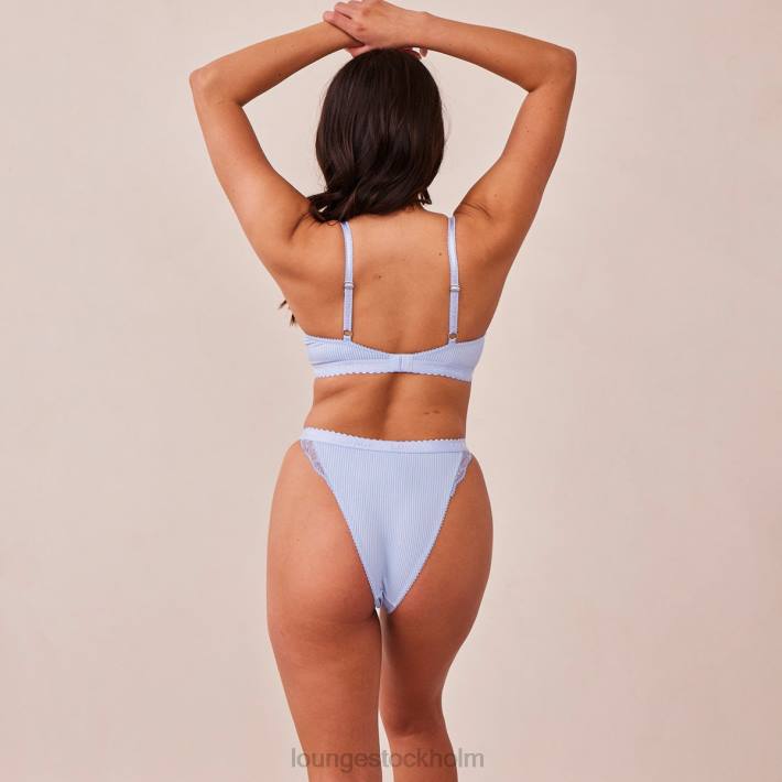 Lounge kvinnor blå underkläder FP6J89 ribbad balkong-bh & stringtrosa/trosa set