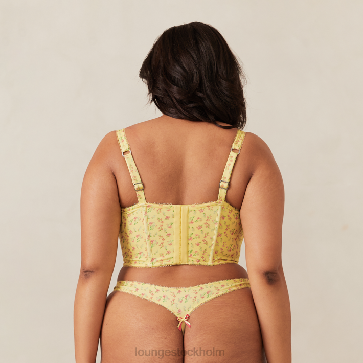 Lounge kvinnor citron blommig underkläder FP6J139 söt longline bh & g-string set