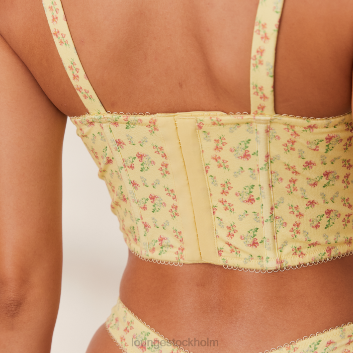 Lounge kvinnor citron blommig underkläder FP6J139 söt longline bh & g-string set