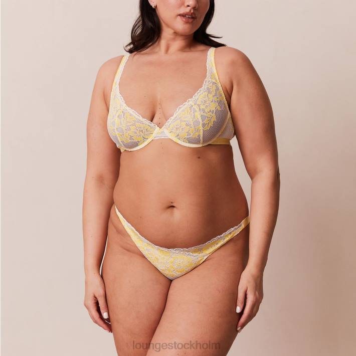 Lounge kvinnor citron underkläder FP6J21 lyxig balkong-bh och stringtrosa/trosa