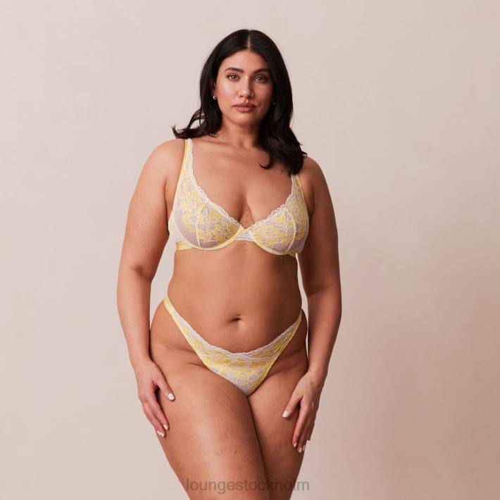Lounge kvinnor citron underkläder FP6J21 lyxig balkong-bh och stringtrosa/trosa