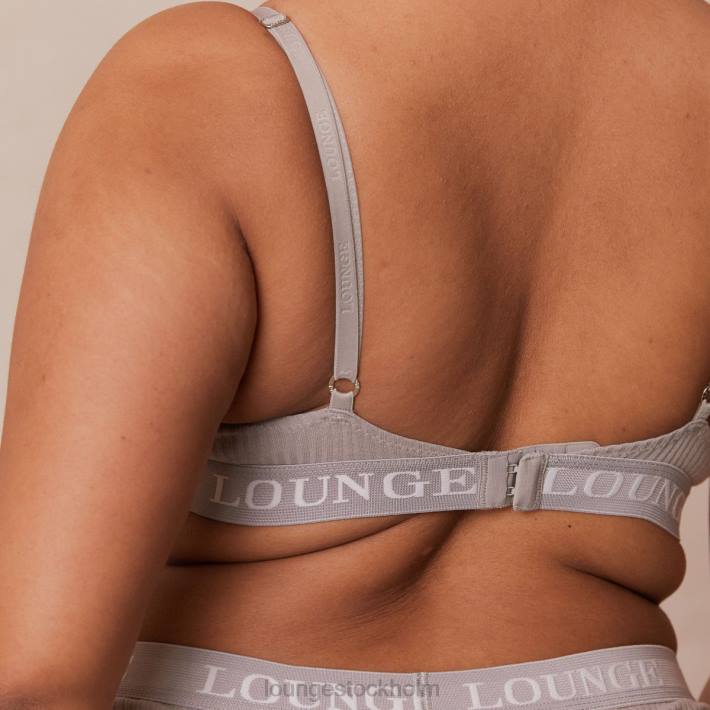 Lounge kvinnor grå underkläder FP6J81 ultrakomfortabel ribbad t-shirt BH & string set