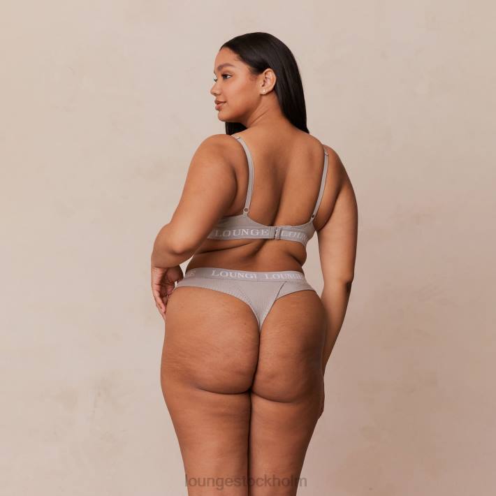Lounge kvinnor grå underkläder FP6J81 ultrakomfortabel ribbad t-shirt BH & string set