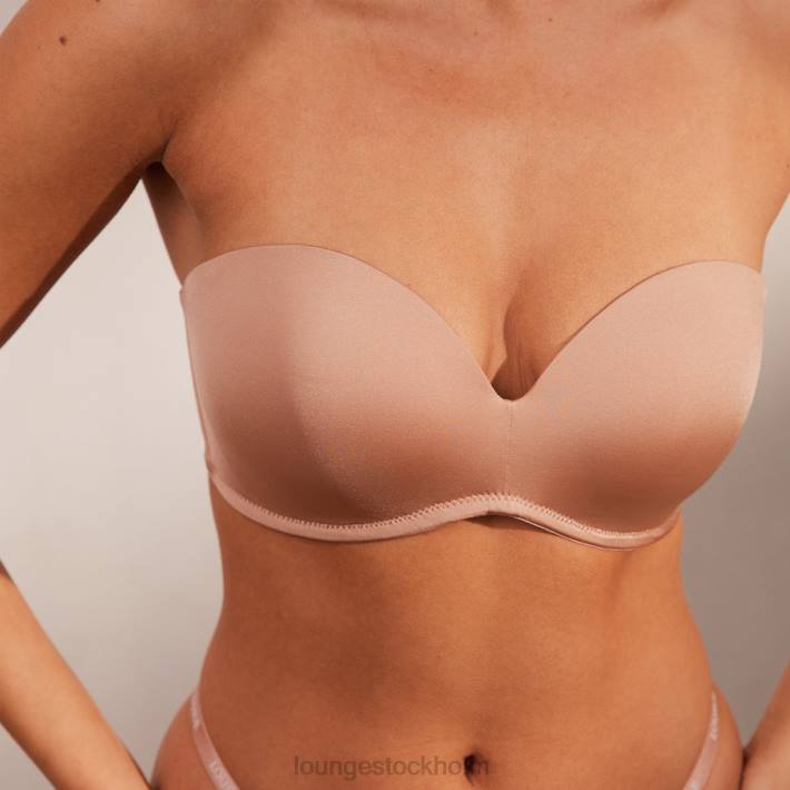 Lounge kvinnor honung underkläder FP6J119 lyxig axelbandslös t-shirt BH & string-set