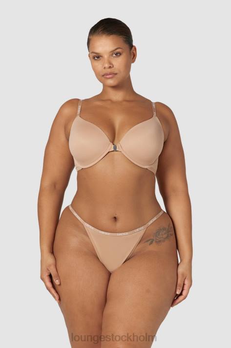 Lounge kvinnor honung underkläder FP6J148 släta t-shirt-bh och stringtrosor/kalsonger som knäpps framtill