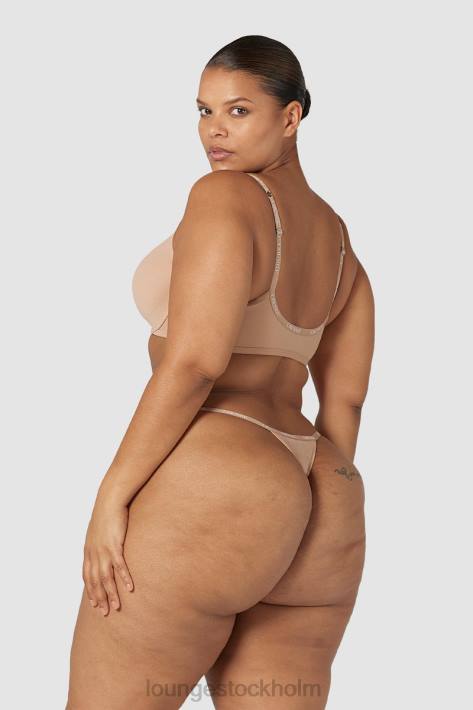 Lounge kvinnor honung underkläder FP6J148 släta t-shirt-bh och stringtrosor/kalsonger som knäpps framtill