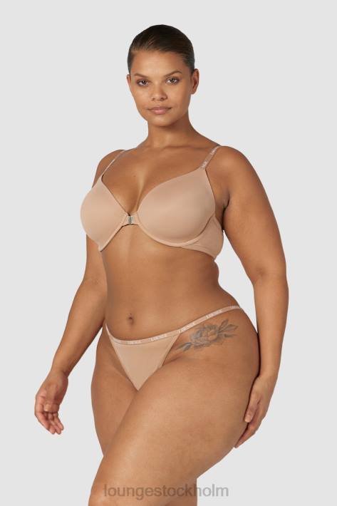 Lounge kvinnor honung underkläder FP6J148 släta t-shirt-bh och stringtrosor/kalsonger som knäpps framtill