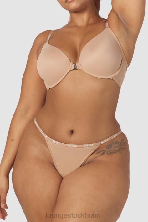 Lounge kvinnor honung underkläder FP6J148 släta t-shirt-bh och stringtrosor/kalsonger som knäpps framtill