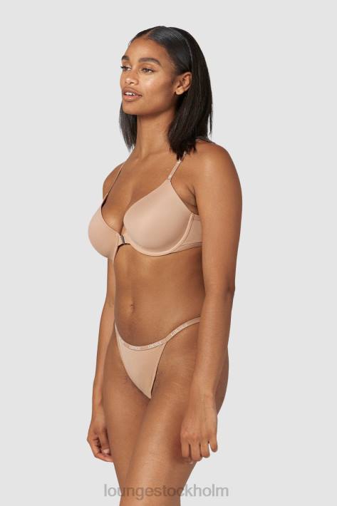 Lounge kvinnor honung underkläder FP6J148 släta t-shirt-bh och stringtrosor/kalsonger som knäpps framtill