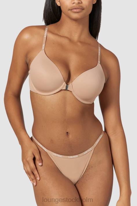 Lounge kvinnor honung underkläder FP6J148 släta t-shirt-bh och stringtrosor/kalsonger som knäpps framtill