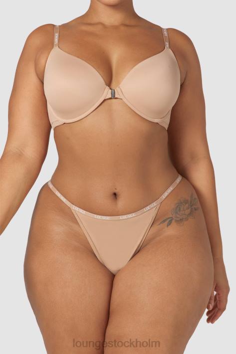 Lounge kvinnor honung underkläder FP6J148 släta t-shirt-bh och stringtrosor/kalsonger som knäpps framtill