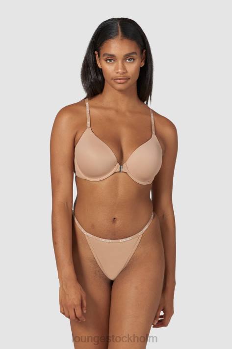 Lounge kvinnor honung underkläder FP6J148 släta t-shirt-bh och stringtrosor/kalsonger som knäpps framtill