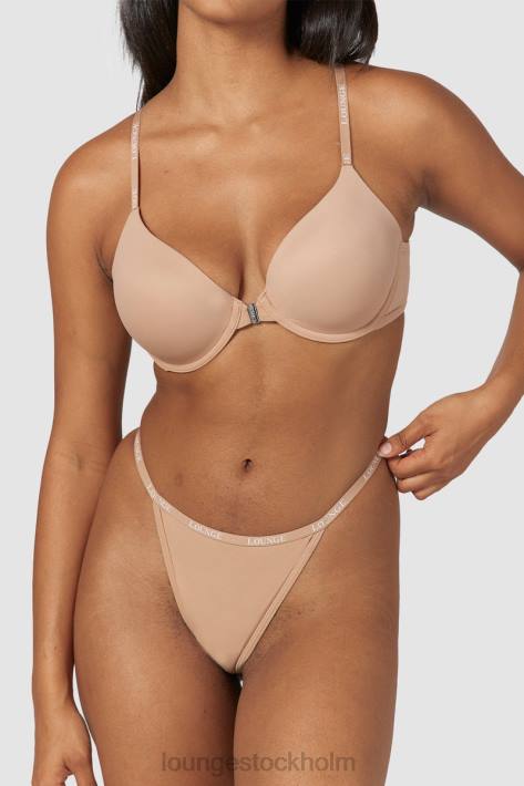 Lounge kvinnor honung underkläder FP6J148 släta t-shirt-bh och stringtrosor/kalsonger som knäpps framtill