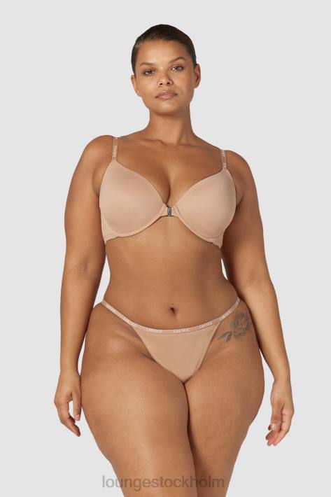 Lounge kvinnor honung underkläder FP6J148 släta t-shirt-bh och stringtrosor/kalsonger som knäpps framtill