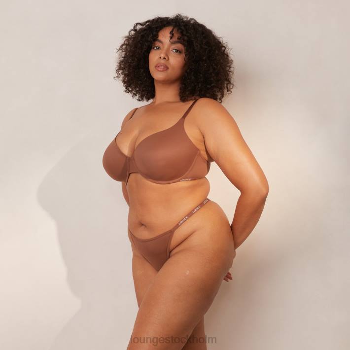 Lounge kvinnor kastanj underkläder FP6J146 smidig klassisk t-shirt BH & stringtrosa/kalsonger