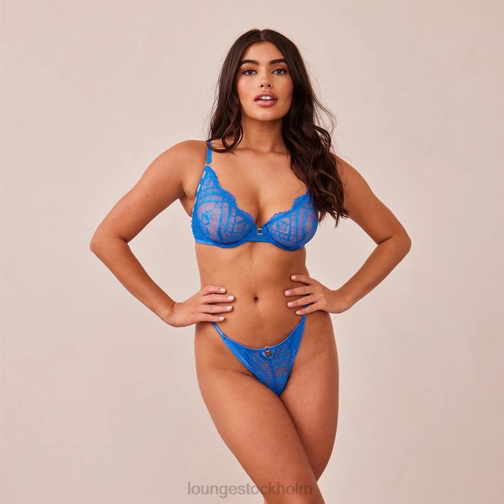 Lounge kvinnor koboltblå underkläder FP6J23 charmad balkong-bh & stringtrosa/trosa set