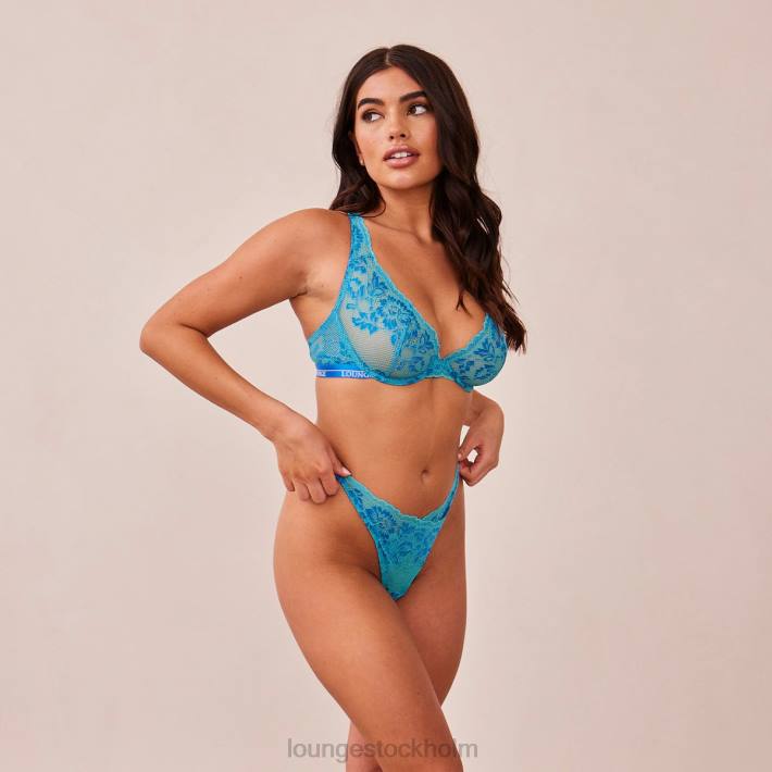 Lounge kvinnor koboltblå underkläder FP6J31 lyxig balkong-bh och stringtrosa/trosa