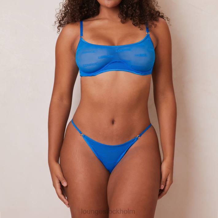 Lounge kvinnor koboltblå underkläder FP6J59 djärv mesh bh & stringtrosa/kalsonger set