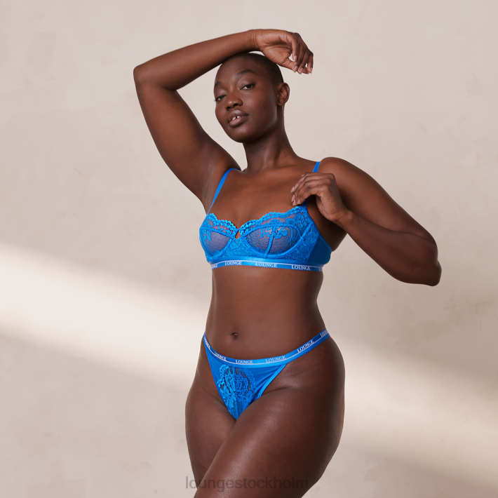 Lounge kvinnor koboltblå underkläder FP6J9 blossom balkong bh & string set