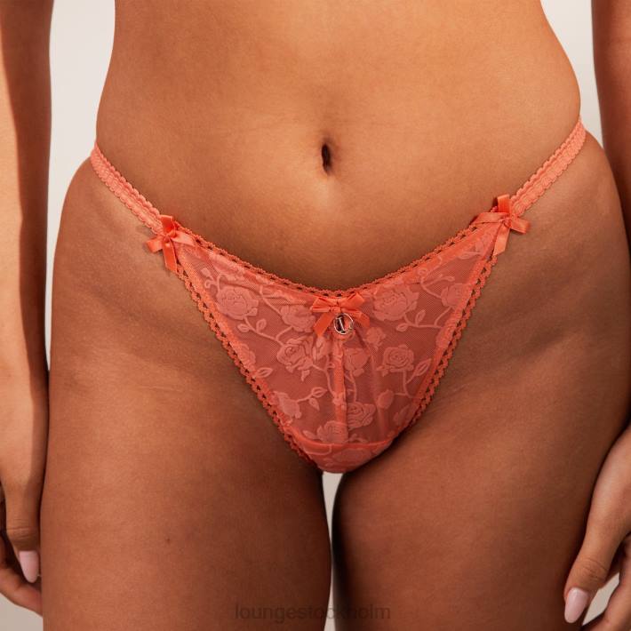 Lounge kvinnor korall underkläder FP6J159 flockad blommig balkong-bh & stringtrosa/trosa