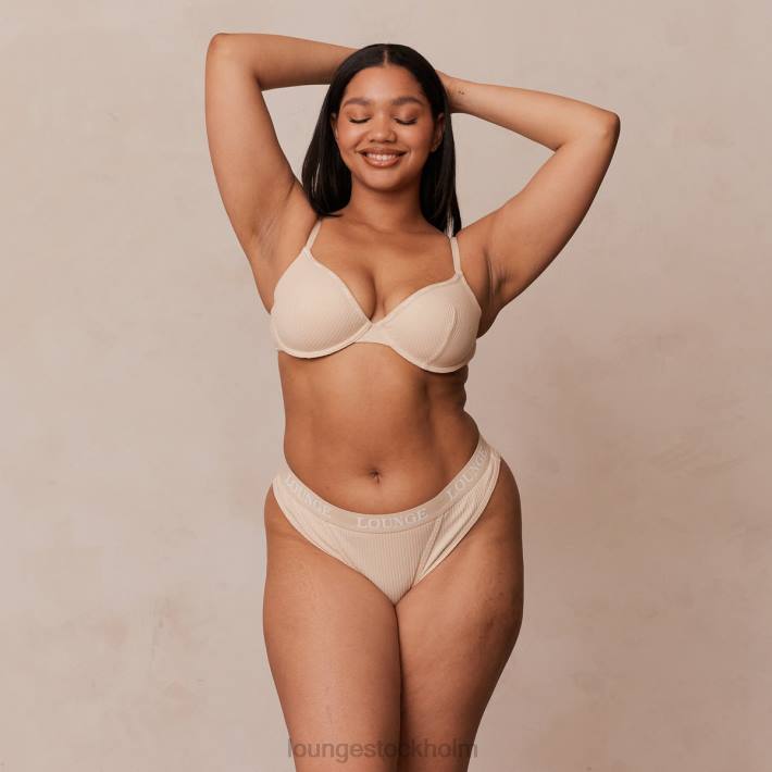 Lounge kvinnor latte underkläder FP6J80 ultrakomfortabel ribbad t-shirt BH & string set