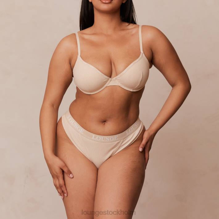 Lounge kvinnor latte underkläder FP6J80 ultrakomfortabel ribbad t-shirt BH & string set