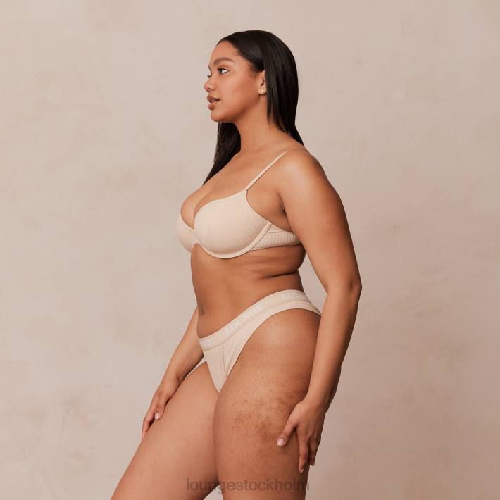 Lounge kvinnor latte underkläder FP6J80 ultrakomfortabel ribbad t-shirt BH & string set