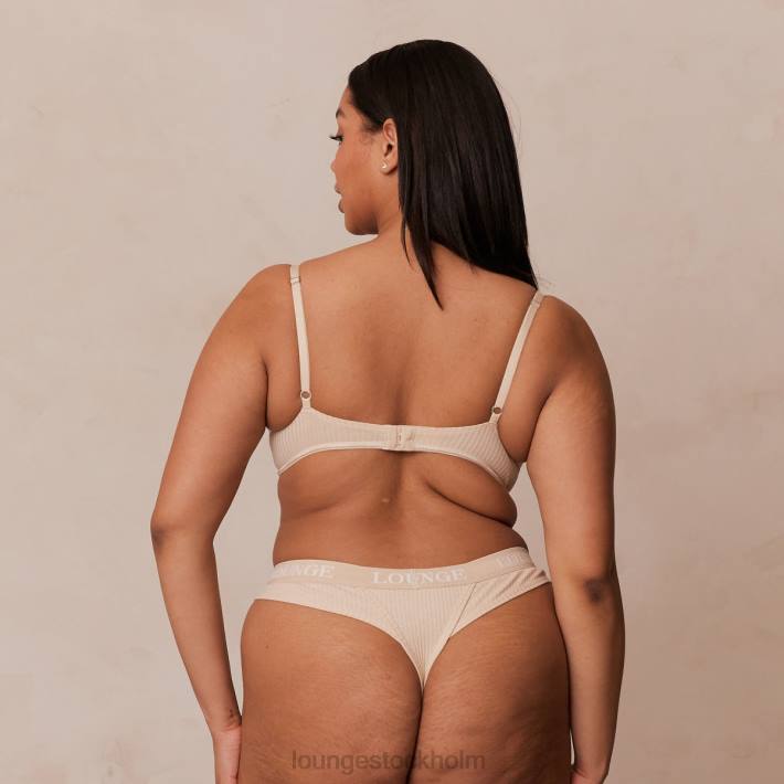 Lounge kvinnor latte underkläder FP6J80 ultrakomfortabel ribbad t-shirt BH & string set