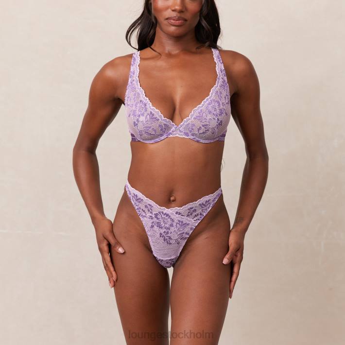 Lounge kvinnor lila underkläder FP6J18 lyxig balkong-bh och stringtrosa/trosa