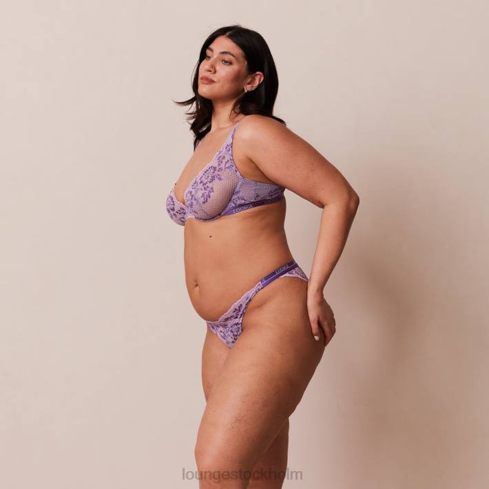 Lounge kvinnor lila underkläder FP6J18 lyxig balkong-bh och stringtrosa/trosa