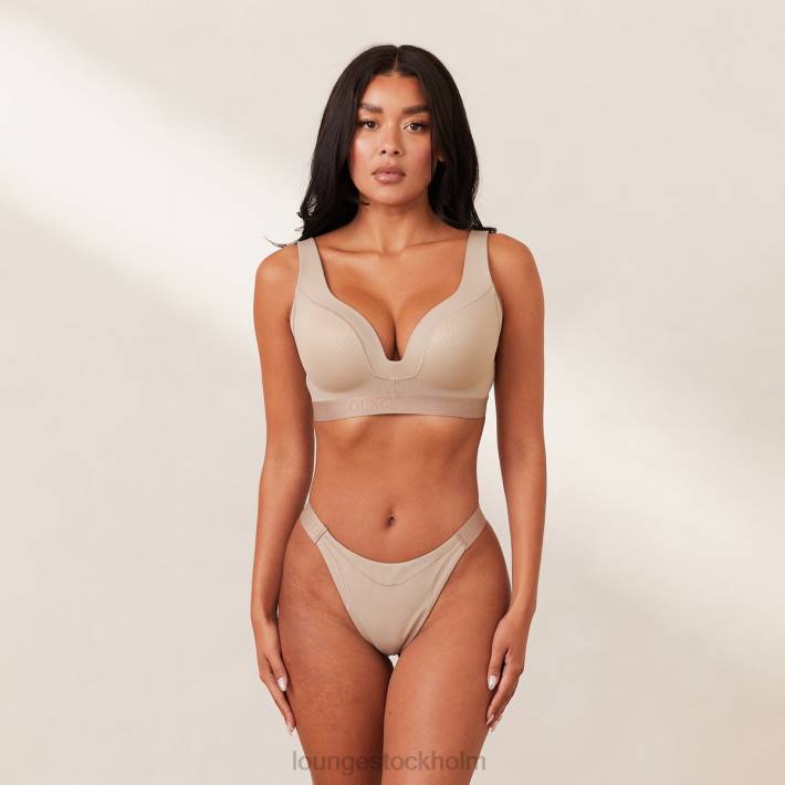 Lounge kvinnor mink underkläder FP6J168 ribbad mindful bh & stringtrosa/trosa