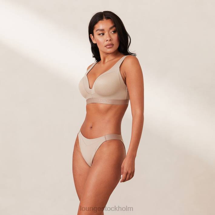 Lounge kvinnor mink underkläder FP6J168 ribbad mindful bh & stringtrosa/trosa