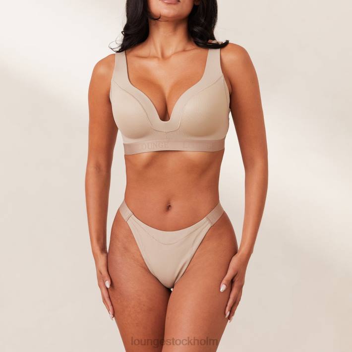 Lounge kvinnor mink underkläder FP6J168 ribbad mindful bh & stringtrosa/trosa
