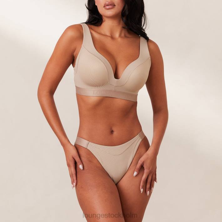 Lounge kvinnor mink underkläder FP6J168 ribbad mindful bh & stringtrosa/trosa