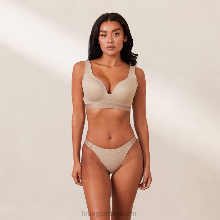 Lounge kvinnor mink underkläder FP6J168 ribbad mindful bh & stringtrosa/trosa