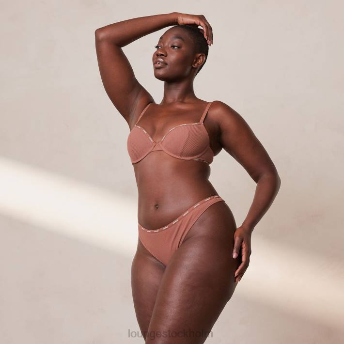 Lounge kvinnor mocka underkläder FP6J10 så mjuk ribbad t-shirt bh & string-set