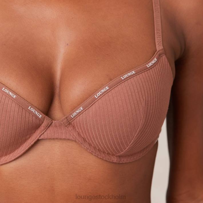 Lounge kvinnor mocka underkläder FP6J10 så mjuk ribbad t-shirt bh & string-set