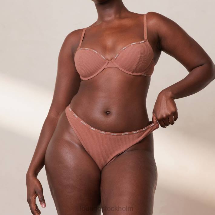 Lounge kvinnor mocka underkläder FP6J10 så mjuk ribbad t-shirt bh & string-set