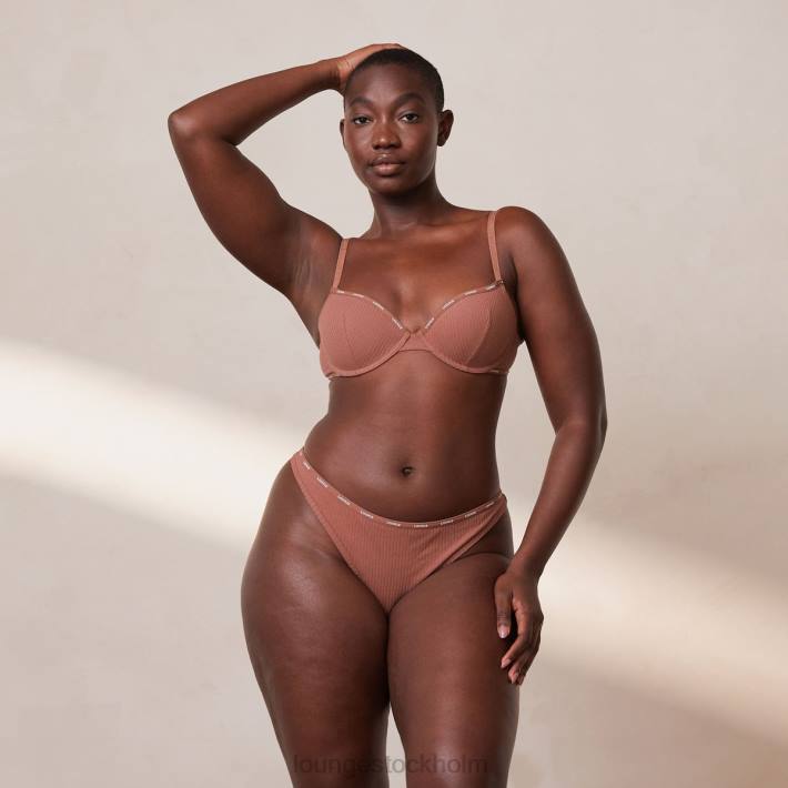 Lounge kvinnor mocka underkläder FP6J10 så mjuk ribbad t-shirt bh & string-set