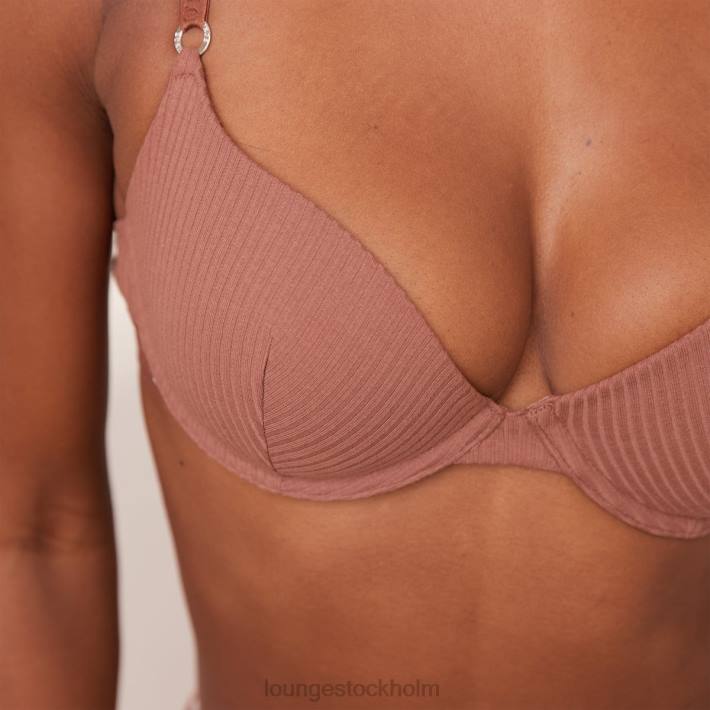 Lounge kvinnor mocka underkläder FP6J40 ultrakomfortabel ribbad t-shirt BH & string set