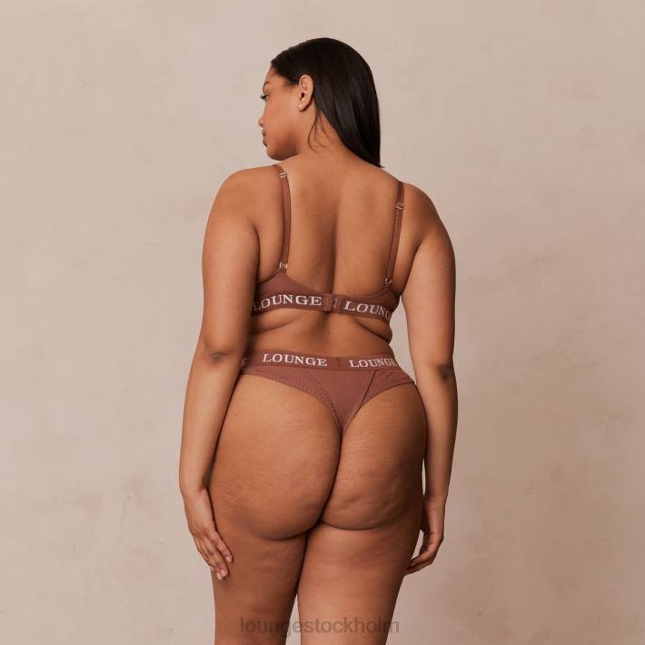 Lounge kvinnor mocka underkläder FP6J40 ultrakomfortabel ribbad t-shirt BH & string set