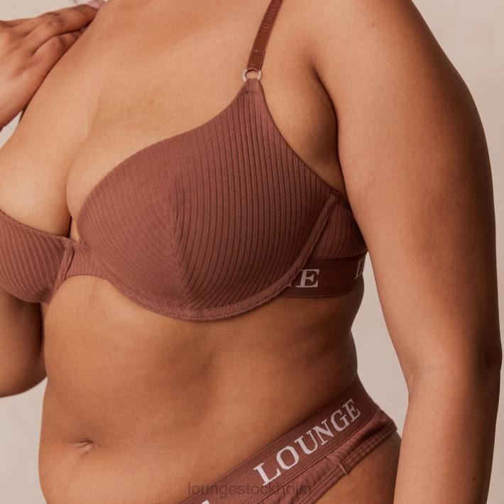 Lounge kvinnor mocka underkläder FP6J40 ultrakomfortabel ribbad t-shirt BH & string set