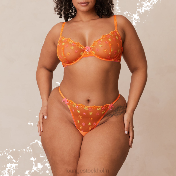 Lounge kvinnor orange underkläder FP6J106 neon balkong bh & g-string set