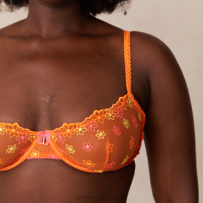 Lounge kvinnor orange underkläder FP6J106 neon balkong bh & g-string set