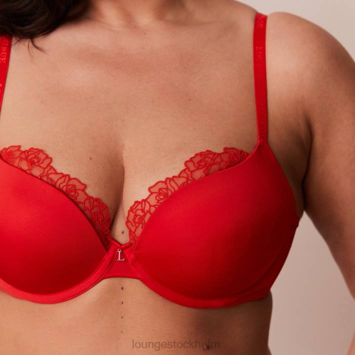 Lounge kvinnor röd underkläder FP6J129 anti-gravitation push-up bh & stringtrosor/kalsonger set