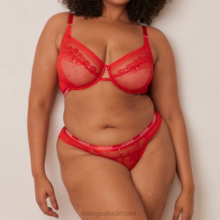 Lounge kvinnor röd underkläder FP6J44 liberty balkong bh & stringtrosa/trosa set